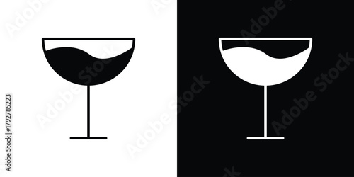 Wine glass icon flat design. Modern style in black color.
