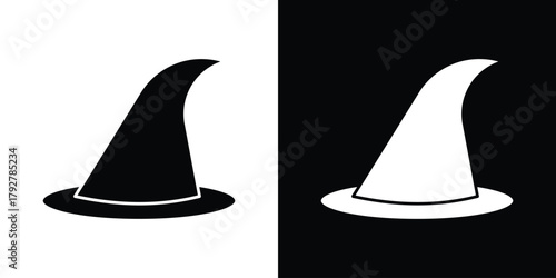 Witch hat icon flat design. Modern style in black color.