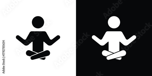 Yoga posture icon flat design. Modern style in black color.