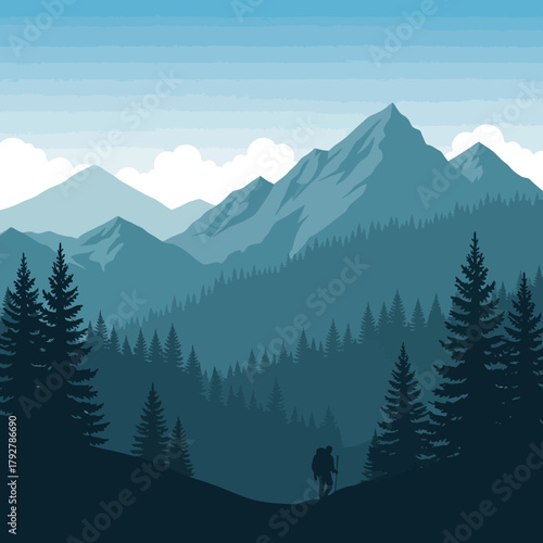 Mountain Hiking Adventure - A Solitary Journey Through Natures Majesty.