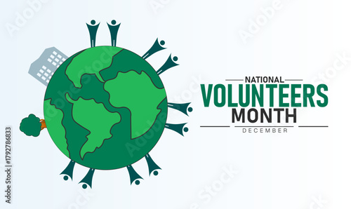 National Volunteers Month Poster Banner and Background Abstract Design Template Featuring Helping Hands and Heart Illustration for Charity Community Service Kindness Support and Social Awareness Campa