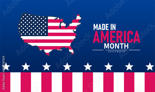 Made in America Month Poster Banner and Background Abstract Design Template Featuring USA Flag Colors Stars and Stripes to Celebrate American Manufacturing Pride Quality Craftsmanship and National Ind