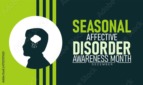 Seasonal Affective Disorder Awareness Month Poster Banner and Background Abstract Design Template Featuring Sun and Cloud Illustration for Mental Health Support Depression Awareness and Emotional Well