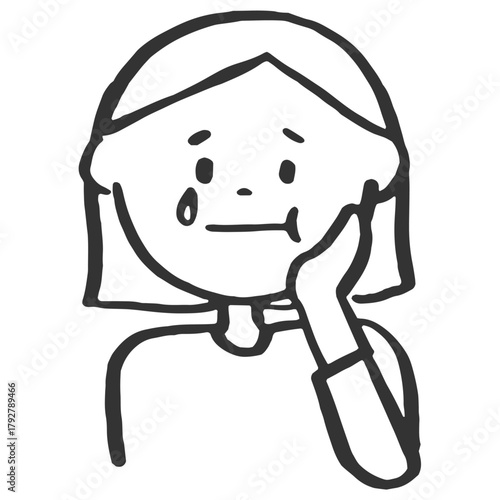 歯が痛い女の子　線画