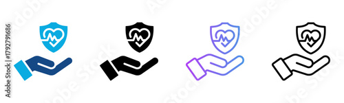 Life Insurance Icon Multiple Style Vector Illustration
