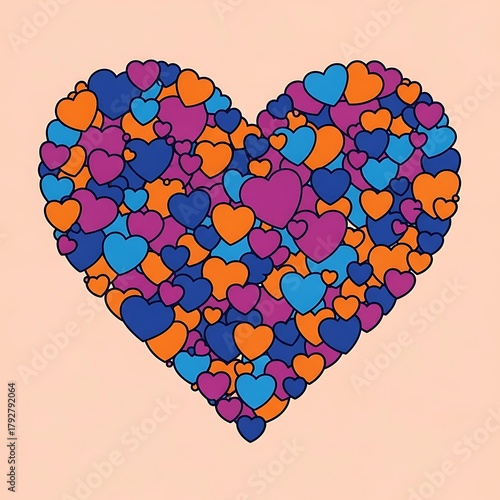 Show your love with this vibrant heart made of colorful hearts, perfect for Valentine's Day designs, weddings, and expressing affection