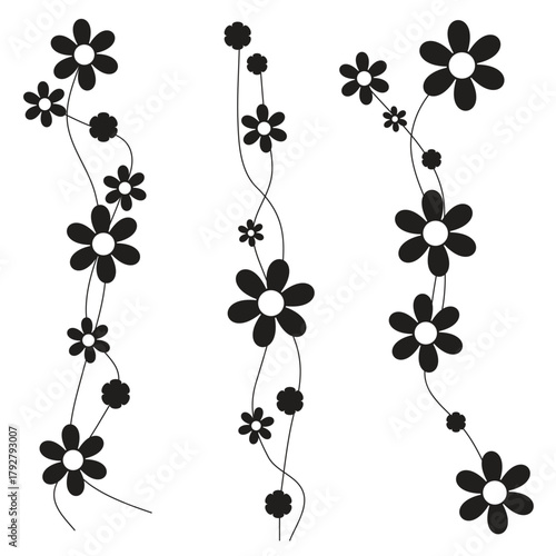 Black flower lines in a frame