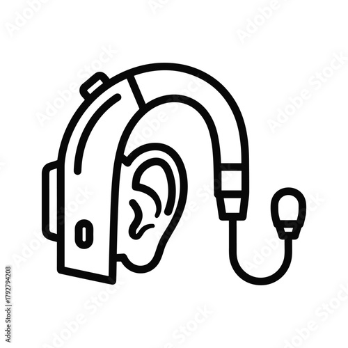 Hearing aid device with ear and cable