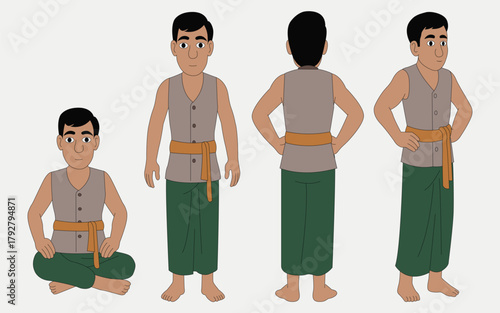 indian man cartoon character for 2d animation