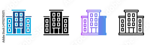 University Icon Multiple Style Vector Illustration
