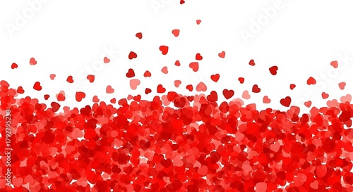 Vibrant cascade of red hearts creates a stunning backdrop for romantic celebrations and heartfelt messages