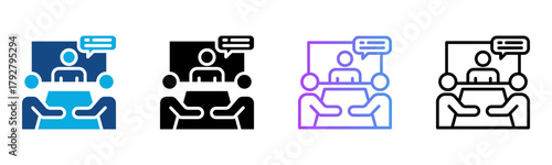 Video Conference Icon Multiple Style Vector Illustration
