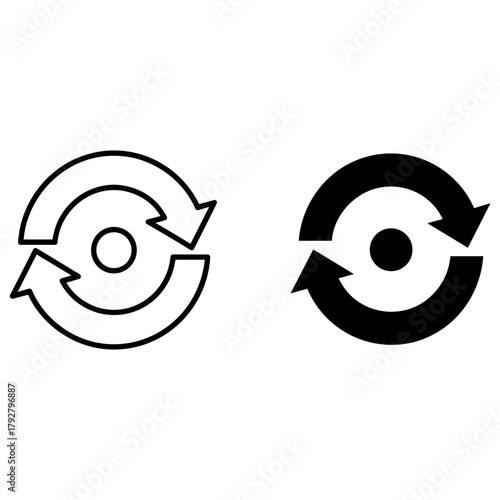 Two circular arrows pointing in opposite directions