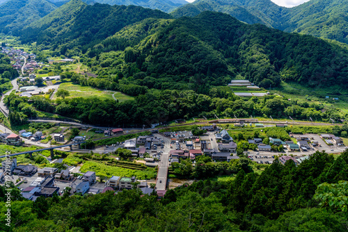 立石寺、五大堂よりふもとの街並み・夏2