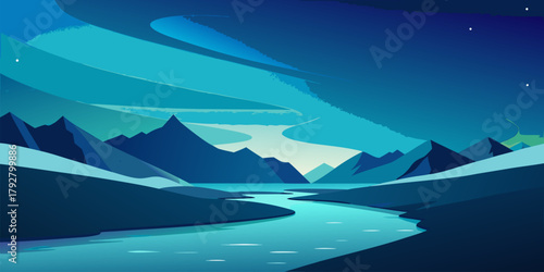 Serene Arctic Landscape with Northern Lights and River