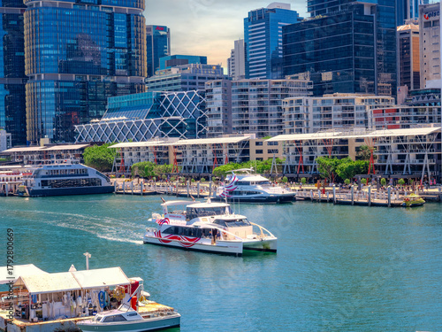 12 November 2025 Darling Harbour on Parramatta River Sydney Harbour on a warm spring Blue Sky day in Sydney NSW Australia