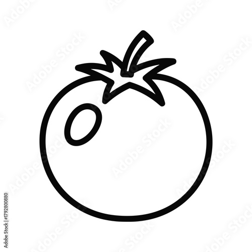 Illustration of a fresh tomato with stem, a healthy and delicious food
