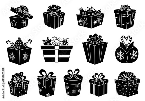 set of black and white gift box