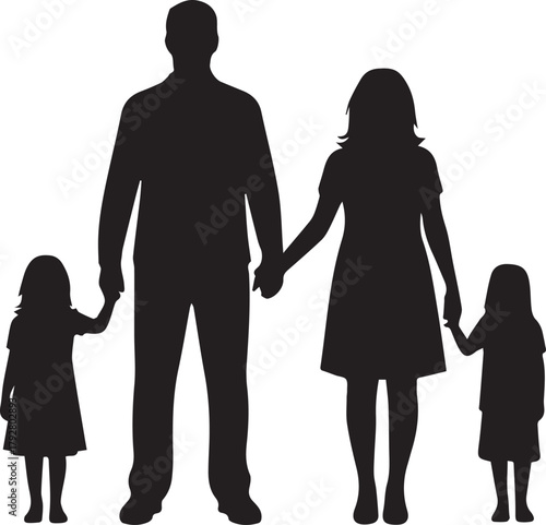 Silhouette of a happy family holding hands celebrating human rights day