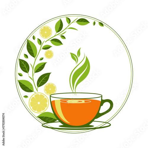 Round Frame for Herbal Tea and Lemon Logo