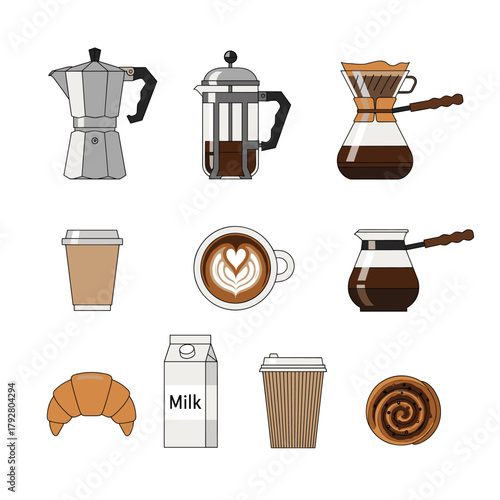 Coffee Time Breakfast Graphic Vector Set