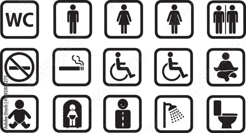 Public Restroom and Facility Sign Icons toilet woman