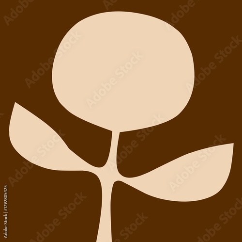 Simple plant sprout icon with earthy brown tones symbolizing growth and nature.
