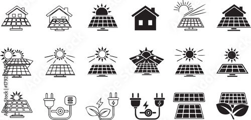 Solar Power and Renewable Energy Icon Set solar panel