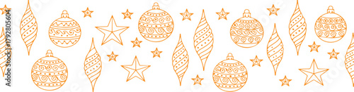 Foto Tribal totem poles in orange outline isolated on transparent background