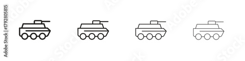 Armored vehicle icon line icon. linear style vector symbols collection on white background