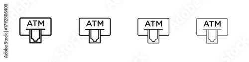atm cash icon line icon. linear style vector symbols collection on white background