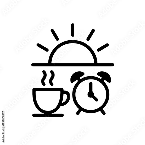 Black and White Morning Routine Time Icon