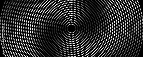 3D gray circles techno background. Big data visualization on dark space with dotted lines shape effect decoration. Modern graphic design element dots style concept for flyer, card, or brochure cover