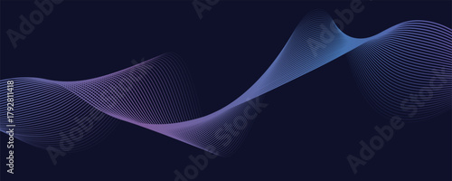 Abstract background with glowing wave. Shiny moving lines design element. Modern pink blue gradient flowing wave lines. Futuristic technology concept.