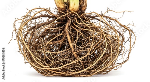Healthy plant roots growing in a ball