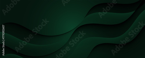 Modern Simple Abstract Dark Background with Green Color Wavy Design. Eps10 Vector Template