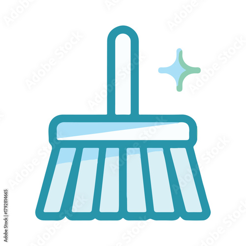 flat style isolated broom cleaning icon