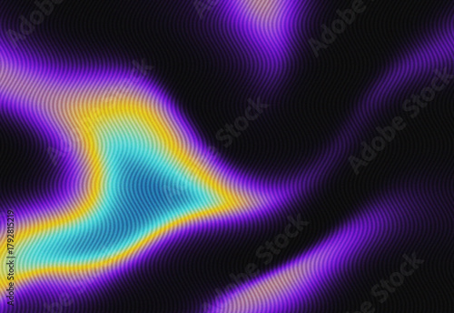 Abstract vibrant neon wave texture with purple, blue and yellow gradients on dark background, suitable as digital art background for design projects and creative branding visuals