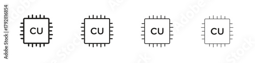 Computer microprocessor icon line icon. linear style vector symbols collection on white background