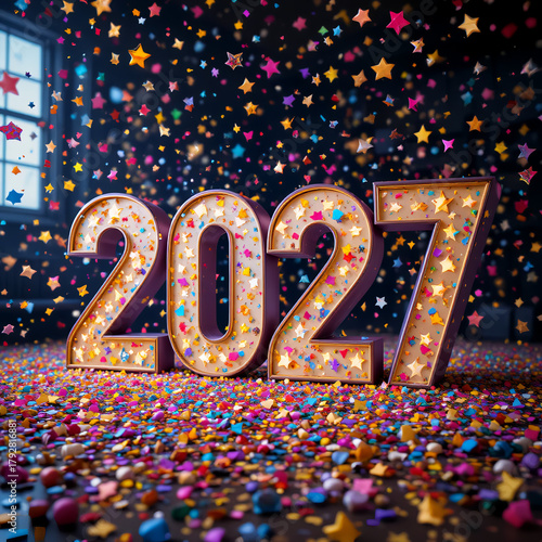  2027 festive, new year, card 