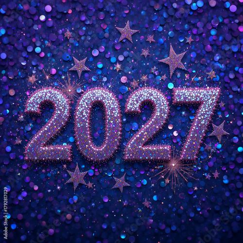  2027 festive, new year, card 