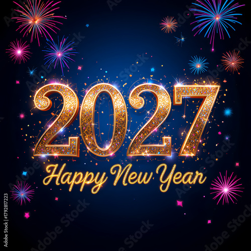  2027 festive, new year, card 