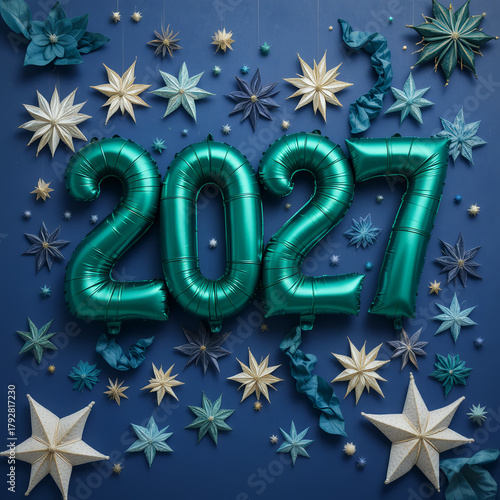  2027 festive, new year, card 