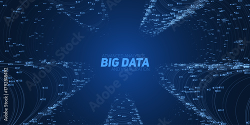 Abstract flow of data in cyber wormhole. Quantum computing information vortex. Digital singularity. Big data technology