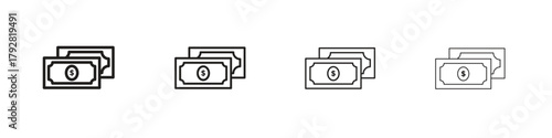Dollar notes icon line icon. linear style vector symbols collection on white background