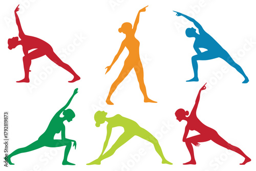 Person doing yoga pose silhouette bundle isolated on white background