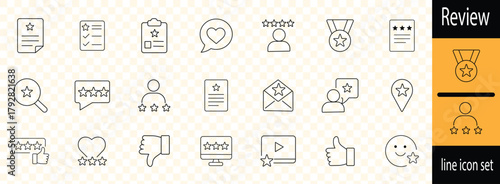 review line icon set . rating, like, dislike, customer experience, review, client satisfaction, testimonial and