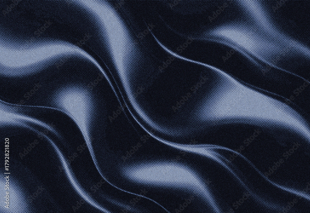 Fototapeta premium Close up of rich dark blue satin fabric with graceful folds and shimmering highlights, an abstract textile texture that exudes luxury, depth, movement and studio ambiance