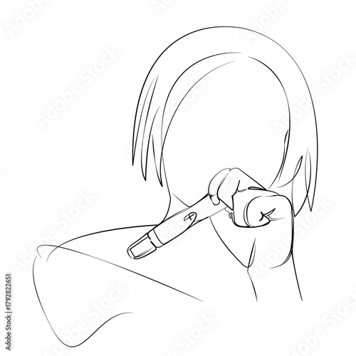 One continuous line drawing on white isolated background. Minimalism linear illustration. person, woman, test, pregnancy, mother, female, young, result, pregnant, fertility