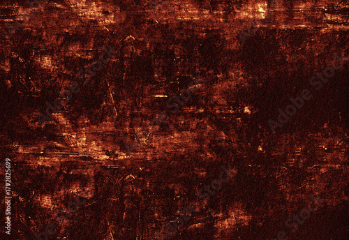 Macro view of a weathered rusted metal surface with orange brown patina textured distressed finish featuring dark areas for use as industrial background, texture, or design element